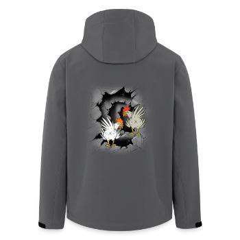 Huhn Hühner Henne Hennen Hahn Hähne - Recycelte Männer Softshell-Jacke von Stanley/Stella - Anthrazit - Hinten - AI Model Male 185 light (185cm)