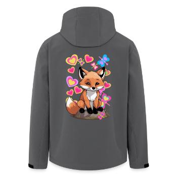 Fuchs Waldtiere Füchse Frühling Schmetterlinge - Recycelte Männer Softshell-Jacke von Stanley/Stella - Anthrazit - Hinten - AI Model Male 185 light (185cm)