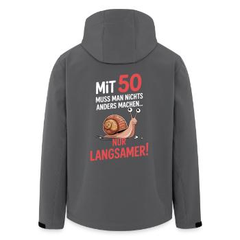 Mit 50 wird alles etwas langsamer - Recycelte Männer Softshell-Jacke von Stanley/Stella - Anthrazit - Hinten - AI Model Male 185 light (185cm)