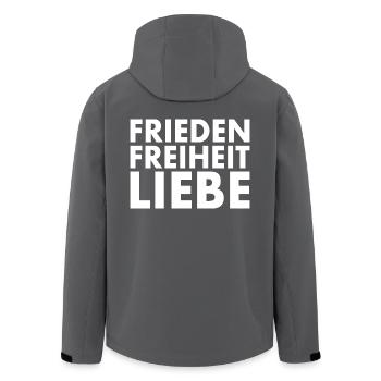 Frieden freiheit liebe - Recycelte Männer Softshell-Jacke von Stanley/Stella - Anthrazit - Hinten - AI Model Male 185 light (185cm)