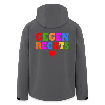 Gegen rechts - Recycelte Männer Softshell-Jacke von Stanley/Stella - Anthrazit - Hinten - AI Model Male 185 light (185cm)
