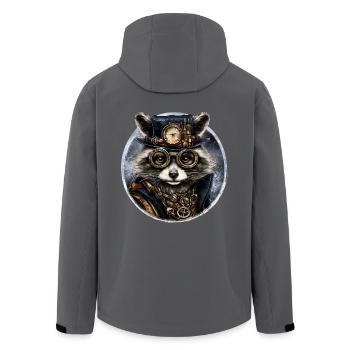 Steampunk Waschbär - Recycelte Männer Softshell-Jacke von Stanley/Stella - Anthrazit - Hinten - AI Model Male 185 light (185cm)