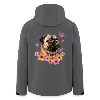 Mops mit Schmetterlingen - Recycelte Männer Softshell-Jacke von Stanley/Stella - Anthrazit - Hinten - AI Model Male 185 light (185cm)