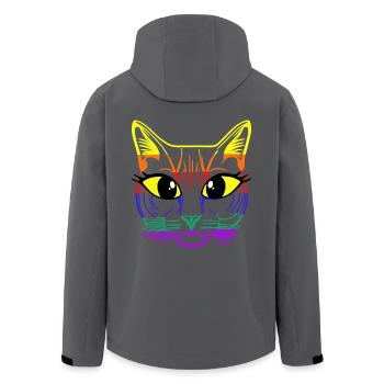 LGBT Katzengesicht Katze Gay Pride Regenbogen Gay - Recycelte Männer Softshell-Jacke von Stanley/Stella - Anthrazit - Hinten - AI Model Male 185 light (185cm)