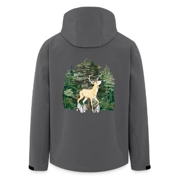 Wald Waldbewohner Hirsch Elch Schweden Geweih Wild - Recycelte Männer Softshell-Jacke von Stanley/Stella - Anthrazit - Hinten - AI Model Male 185 light (185cm)