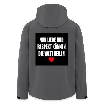 nur liebe und respekt können die welt heilen - Recycelte Männer Softshell-Jacke von Stanley/Stella - Anthrazit - Hinten - AI Model Male 185 light (185cm)