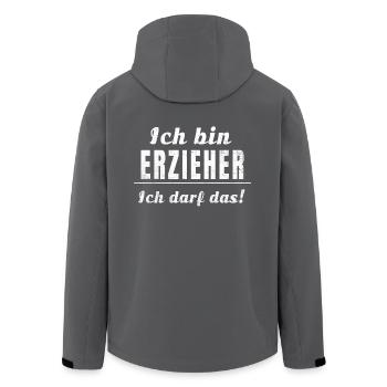 Ich bin Erzieher ich darf das! - Recycelte Männer Softshell-Jacke von Stanley/Stella - Anthrazit - Hinten - AI Model Male 185 light (185cm)