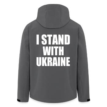 I stand with ukraine - Recycelte Männer Softshell-Jacke von Stanley/Stella - Anthrazit - Hinten - AI Model Male 185 light (185cm)
