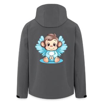 Affe Schimpanse Engel, Inspirierendes Tierdesign - Recycelte Männer Softshell-Jacke von Stanley/Stella - Anthrazit - Hinten - AI Model Male 185 light (185cm)