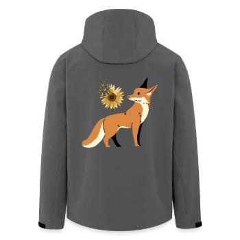 Fuchs Wildtier Wildnis Natur Blume Schmetterlinge - Recycelte Männer Softshell-Jacke von Stanley/Stella - Anthrazit - Hinten - AI Model Male 185 light (185cm)