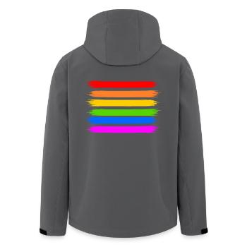 Regenbogen Regenbogenfahne - Recycelte Männer Softshell-Jacke von Stanley/Stella - Anthrazit - Hinten - AI Model Male 185 light (185cm)