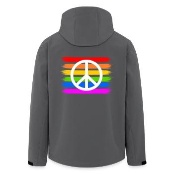 Peace Peacezeichen auf Regenbogenfahne regenbogen - Recycelte Männer Softshell-Jacke von Stanley/Stella - Anthrazit - Hinten - AI Model Male 185 light (185cm)