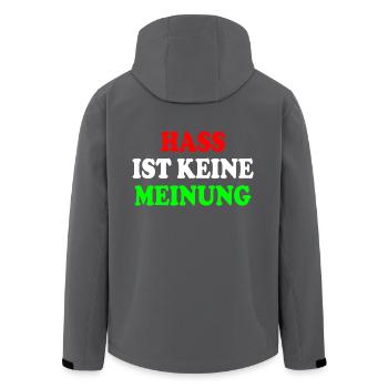 hass ist keine meinung - Recycelte Männer Softshell-Jacke von Stanley/Stella - Anthrazit - Hinten - AI Model Male 185 light (185cm)
