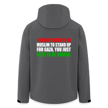 you don't need to be muslim to stand up for gaza - Recycelte Männer Softshell-Jacke von Stanley/Stella - Anthrazit - Hinten - AI Model Male 185 light (185cm)