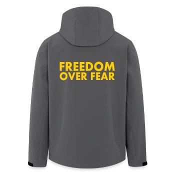 Freedom over fear - Men’s Recycled Softshell Jacket by Stanley/Stella - anthracite - Back - AI Model Male 185 light (185cm)