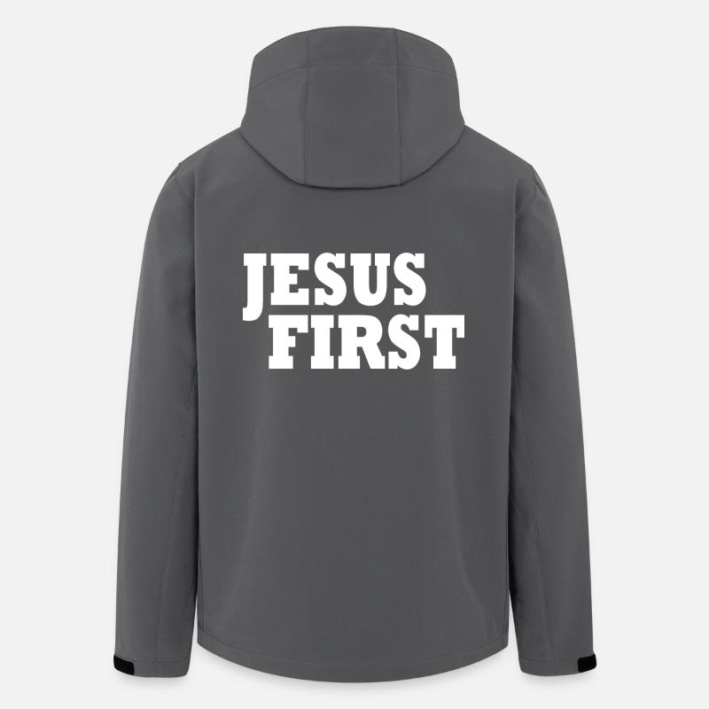 Jesus first - Veste softshell homme en polyester recyclé Stanley/Stella - charbon