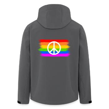 Peacezeichen auf LGBT Regenbogenfahne - Recycelte Männer Softshell-Jacke von Stanley/Stella - Anthrazit - Hinten - AI Model Male 185 light (185cm)