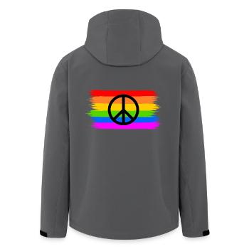 Peace Peacezeichen auf Regenbogenfahne regenbogen - Recycelte Männer Softshell-Jacke von Stanley/Stella - Anthrazit - Hinten - AI Model Male 185 light (185cm)