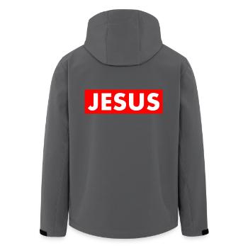 Jesus - Recycelte Männer Softshell-Jacke von Stanley/Stella - Anthrazit - Hinten - AI Model Male 185 light (185cm)