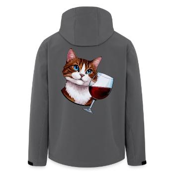Katze mit Rotwein - Recycelte Männer Softshell-Jacke von Stanley/Stella - Anthrazit - Hinten - AI Model Male 185 light (185cm)