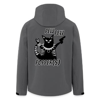 Pew Pew Popper Katze Heavy Metal  - Recycelte Männer Softshell-Jacke von Stanley/Stella - Anthrazit - Hinten - AI Model Male 185 light (185cm)