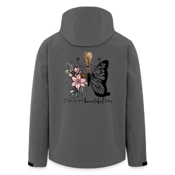 Braided Hair with Pink Lily Bouquet - Men’s Recycled Softshell Jacket by Stanley/Stella - anthracite - Back - AI Model Male 185 light (185cm)