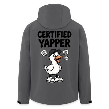 Funny duck as a chattering yapper - Men’s Recycled Softshell Jacket by Stanley/Stella - anthracite - Back - AI Model Male 185 light (185cm)
