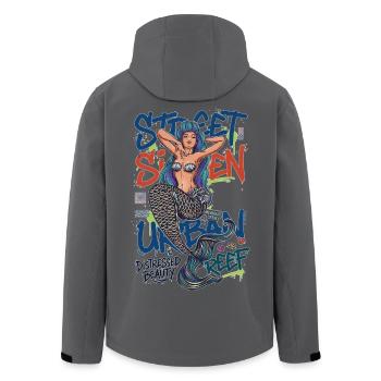 Street Siren Urban Mermaid Graffiti Streetwear Art - Men’s Recycled Softshell Jacket by Stanley/Stella - anthracite - Back - AI Model Male 185 light (185cm)