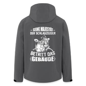 SCHLAGZEUGER / INSTRUMENT / GESCHENK - Recycelte Männer Softshell-Jacke von Stanley/Stella - Anthrazit - Hinten - AI Model Male 185 light (185cm)