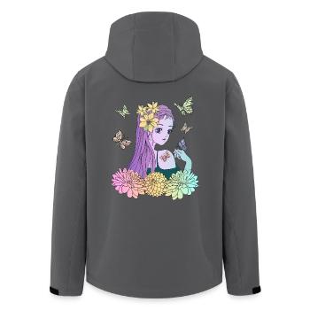 Manga Mädchen mit Schmetterlingen - Recycelte Männer Softshell-Jacke von Stanley/Stella - Anthrazit - Hinten - AI Model Male 185 light (185cm)