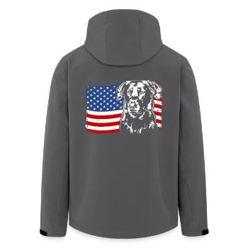 BEAUCERON Amerika Fahne Hunde Wilsigns - Recycelte Männer Softshell-Jacke von Stanley/Stella - Anthrazit - Hinten - AI Model Male 185 light (185cm)