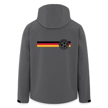 Fußballlogo auf Deutschandfahne - Recycelte Männer Softshell-Jacke von Stanley/Stella - Anthrazit - Hinten - AI Model Male 185 light (185cm)