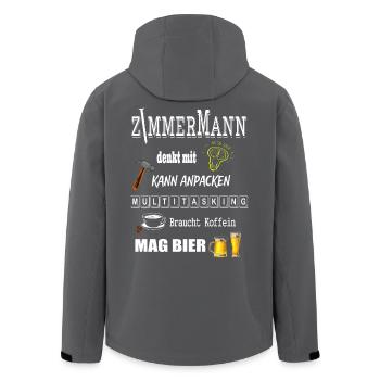 Zimmermann - Recycelte Männer Softshell-Jacke von Stanley/Stella - Anthrazit - Hinten - AI Model Male 185 light (185cm)
