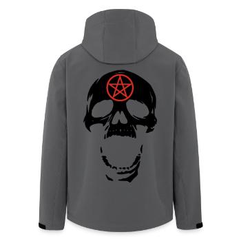 Black skull and red pentagram - Men’s Recycled Softshell Jacket by Stanley/Stella - anthracite - Back - AI Model Male 185 light (185cm)