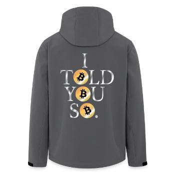 Bitcoin I told you so Krypto Shirt - Recycelte Männer Softshell-Jacke von Stanley/Stella - Anthrazit - Hinten - AI Model Male 185 light (185cm)