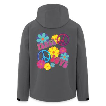 058 - love peace hippie flower power - Recycelte Männer Softshell-Jacke von Stanley/Stella - Anthrazit - Hinten - AI Model Male 185 light (185cm)