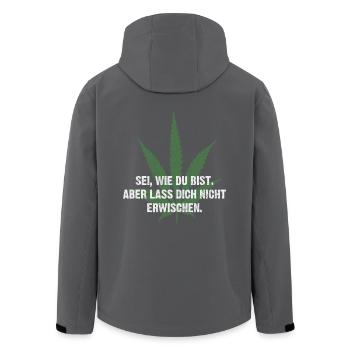 Sei, wie du bist. Aber lass dich nicht erwischen. - Recycelte Männer Softshell-Jacke von Stanley/Stella - Anthrazit - Hinten - AI Model Male 185 light (185cm)