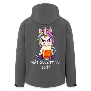 Bier Sprüche Einhorn Unicorn - Was guckst du so - Recycelte Männer Softshell-Jacke von Stanley/Stella - Anthrazit - Hinten - AI Model Male 185 light (185cm)