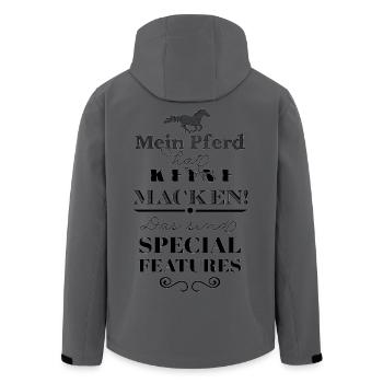 Mein Pferd hat Special Features - schwarz - Recycelte Männer Softshell-Jacke von Stanley/Stella - Anthrazit - Hinten - AI Model Male 185 light (185cm)