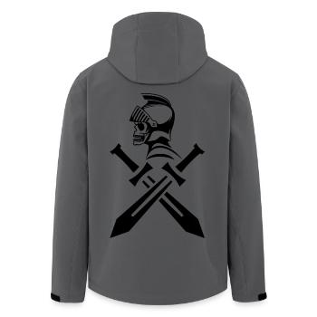 Black Knight Skull and Crossed Swords - Men’s Recycled Softshell Jacket by Stanley/Stella - anthracite - Back - AI Model Male 185 light (185cm)