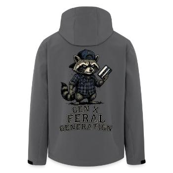 Retro Raccoon Gen X Feral Generation - Men’s Recycled Softshell Jacket by Stanley/Stella - anthracite - Back - AI Model Male 185 light (185cm)