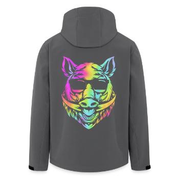 Schwein Jagd Jäger Jagen Wildschwein - Recycelte Männer Softshell-Jacke von Stanley/Stella - Anthrazit - Hinten - AI Model Male 185 light (185cm)