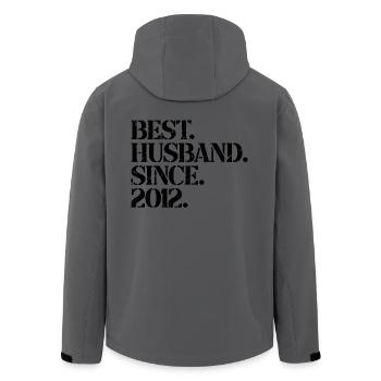 Best Husband Since 2012, 11 Years Anniversary Gift - Men’s Recycled Softshell Jacket by Stanley/Stella - anthracite - Back - AI Model Male 185 light (185cm)