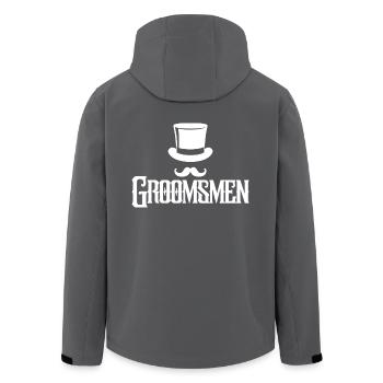 Trauzeugen Top Hat & Schnurrbart Herren Junggesellenabschied - Recycelte Männer Softshell-Jacke von Stanley/Stella - Anthrazit - Hinten - AI Model Male 185 light (185cm)