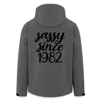 Sassy Since 1982 Funny 40th Birthday Men & Women - Men’s Recycled Softshell Jacket by Stanley/Stella - anthracite - Back - AI Model Male 185 light (185cm)