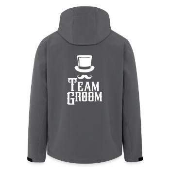 Team Groom Top Hat & Schnurrbart Herren Junggesellenabschied - Recycelte Männer Softshell-Jacke von Stanley/Stella - Anthrazit - Hinten - AI Model Male 185 light (185cm)
