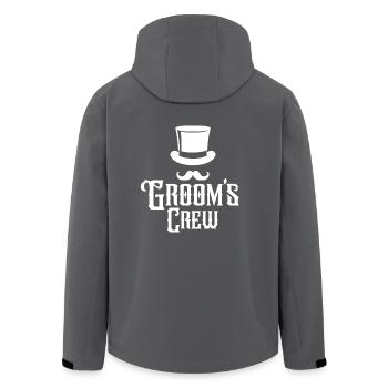 Groom's Crew Top Hat Schnurrbart Herren Junggesellenabschied - Recycelte Männer Softshell-Jacke von Stanley/Stella - Anthrazit - Hinten - AI Model Male 185 light (185cm)