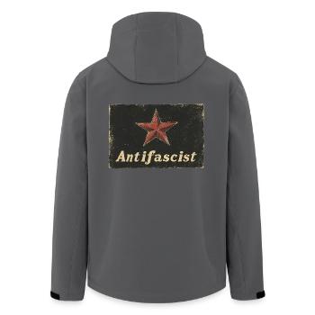 Antifaschistischer Roter Stern - Recycelte Männer Softshell-Jacke von Stanley/Stella - Anthrazit - Hinten - AI Model Male 185 light (185cm)