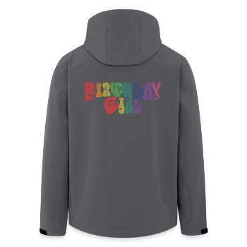 Geburtstagskind - Groovy Retro Vintage Blumen - Recycelte Männer Softshell-Jacke von Stanley/Stella - Anthrazit - Hinten - AI Model Male 185 light (185cm)
