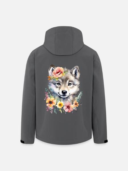 Wolf Wolfsjunges niedlich Wolfsbaby süß Aquarell - Recycelte Männer Softshell-Jacke von Stanley/Stella - Anthrazit